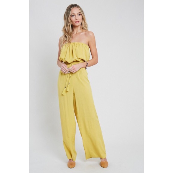 Katie Strapless Jumpsuit - Mustard - Picture 2 of 5